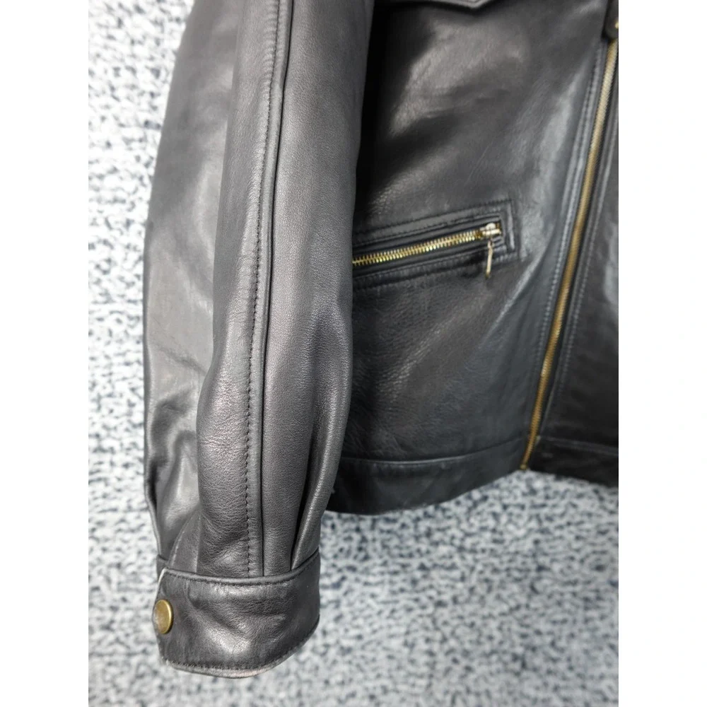 Banana Republic Men's Black Leather Jacket Size 38 Korea Made‎ Vintage Bomber